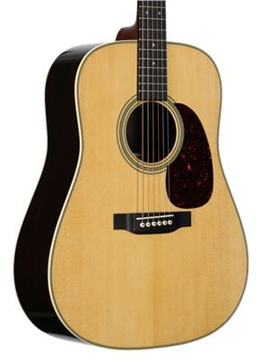 Martin D28 Dreadnought Acoustic Guitar Reimagined with Case Body Angled View
